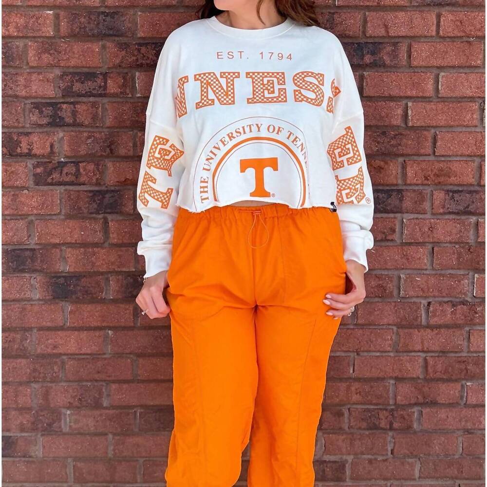 NEW GAMEDAY SOCIAL tennessee seal cropped sweatshirt in orange and white